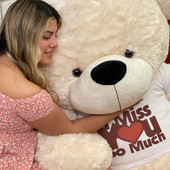 6ft Huggable Cream Teddy Bear with T-shirt from Giantteddy Brand